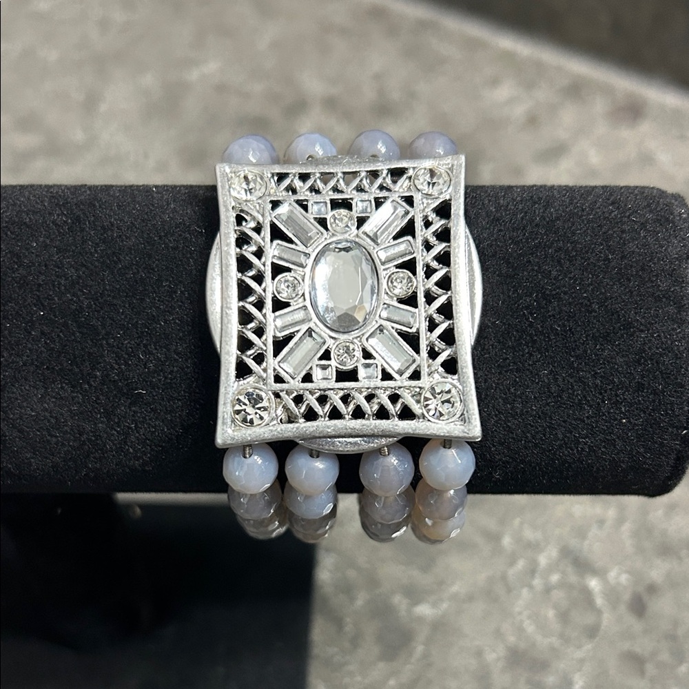 Lia Sophia Silver Bracelet with Gray Beads